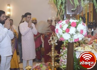 मुख्यमंत्र्यांच्या वर्षा निवासस्थानी ‘श्रीं’चे आगमन