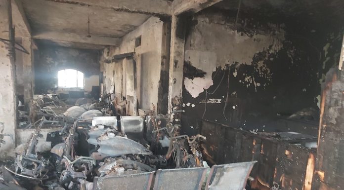 कोरपना येते हिरो शोरूमला भीषण आग