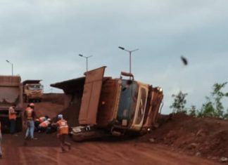 सुरजागड लोहखदान मध्ये भीषण अपघात