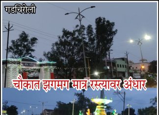 गडचिरोली : चौकात झगमग मात्र रस्त्यावर अंधार