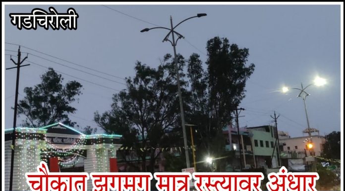 गडचिरोली : चौकात झगमग मात्र रस्त्यावर अंधार