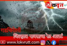 गडचिरोली जिल्ह्यात पावसाचा रेड अलर्ट