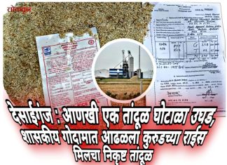 देसाईगंज : आणखी एक तांदूळ घोटाळा उघड, शासकीय गोदामात आढळला कुरुडच्या राईस मिलचा निकृष्ट तांदूळ