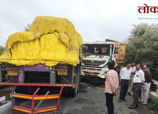 वैनगंगा पुलावर दोन ट्रकांची समोरासमोर भीषण धडक; गडचिरोली–चंद्रपूर मार्ग ठप्प