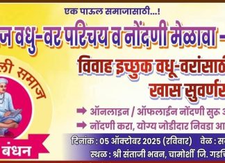 चामोर्शीत ५ ऑक्टोबरला तेली समाज वधू-वर परिचय मेळावा