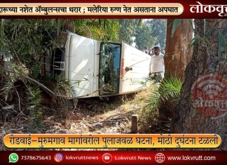 दारूच्या नशेत ॲम्बुलन्सचा थरार ; मलेरिया रुग्ण नेत असताना अपघात