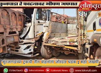 कुनघाडा रै फाट्यावर भीषण अपघात : सुरजागडच्या ट्रकची तीन वाहनांना जोरदार धडक