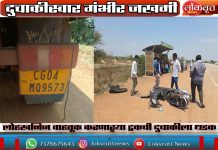 लोहखनिज वाहतूक करणाऱ्या ट्रकची दुचाकीला धडक ; दुचाकीस्वार गंभीर जखमी