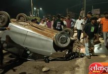 मध्यरात्रीचा थरार! भरधाव कार हवेत उडाली, कारगील चौकात भीषण अपघात