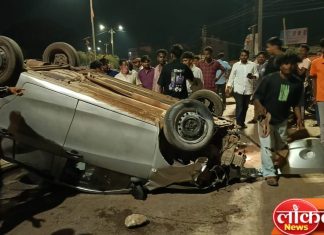 मध्यरात्रीचा थरार! भरधाव कार हवेत उडाली, कारगील चौकात भीषण अपघात
