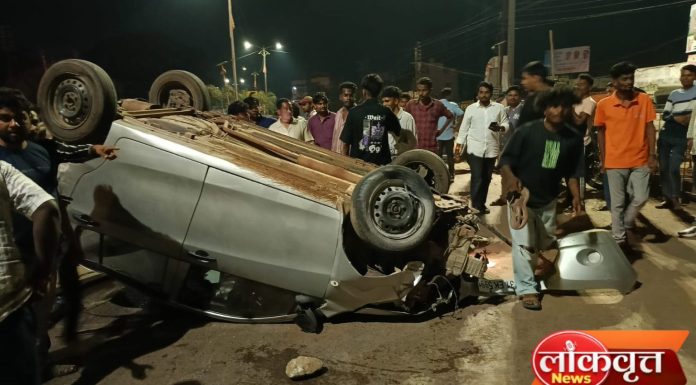 मध्यरात्रीचा थरार! भरधाव कार हवेत उडाली, कारगील चौकात भीषण अपघात