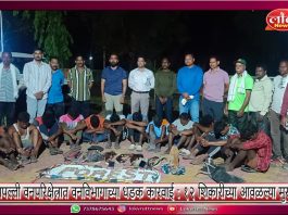 आलापल्ली वनपरिक्षेत्रात वनविभागाच्या धडक कारवाई : १२ शिकारीच्या आवळल्या मुसक्या