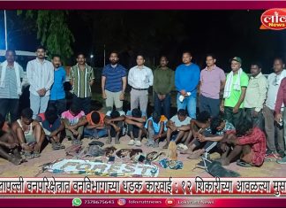 आलापल्ली वनपरिक्षेत्रात वनविभागाच्या धडक कारवाई : १२ शिकारीच्या आवळल्या मुसक्या