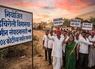 नियोजित गडचिरोली विमानतळाच्या जमीन संपादनासाठी 104 कोटींच्या खर्चास प्रशासकीय व वित्तीय मान्यता