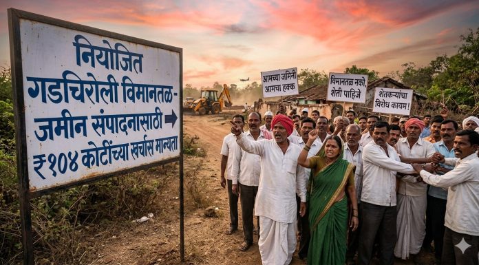 नियोजित गडचिरोली विमानतळाच्या जमीन संपादनासाठी 104 कोटींच्या खर्चास प्रशासकीय व वित्तीय मान्यता